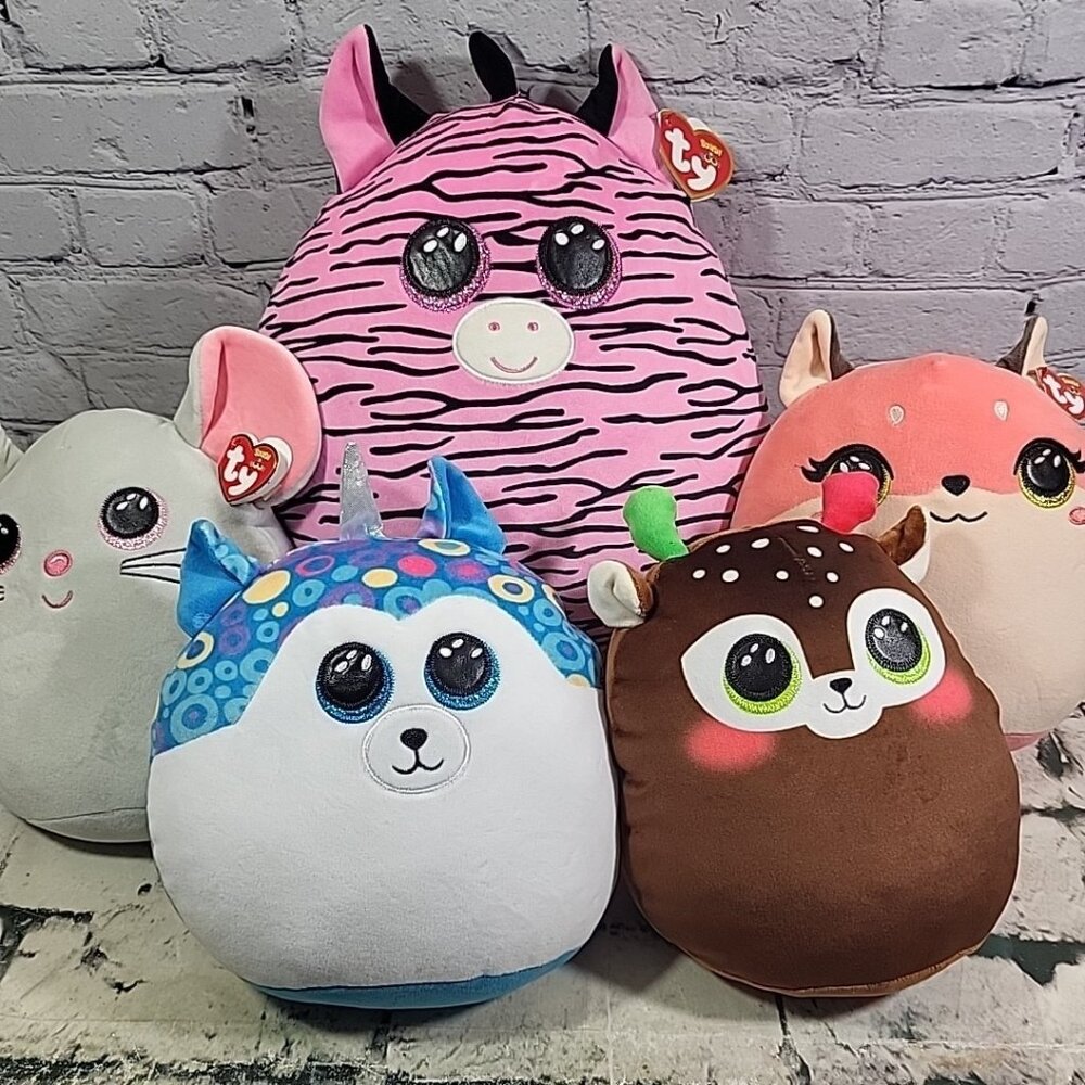 Ty Squish A Boo Plush Lot Of 5 Roxie Minx Helena Catnip‎ And Jumbo Zoey